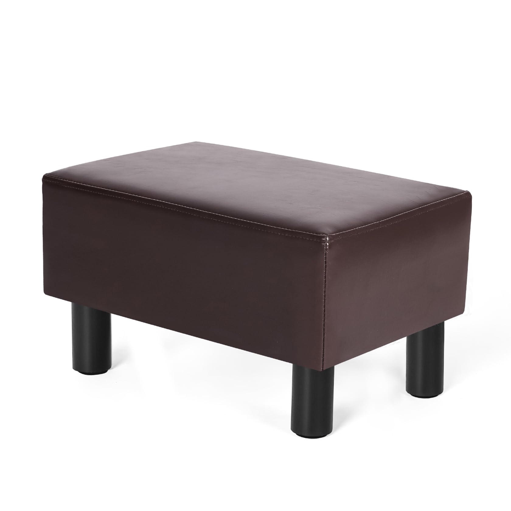 Joveco Small Foot Rest Stool Ottoman, Faux Leather Footrest Footstool for Chair, Under Desk, Office, Living Room, Brown