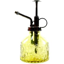 Hniuyun Glass Plant Mister Spray Bottle, 6.4 all Vintage Plant Spritzer Watering Can, Bronze Plastic Top Pump, Plant Mister Glass Watering Garden Tool Yellow