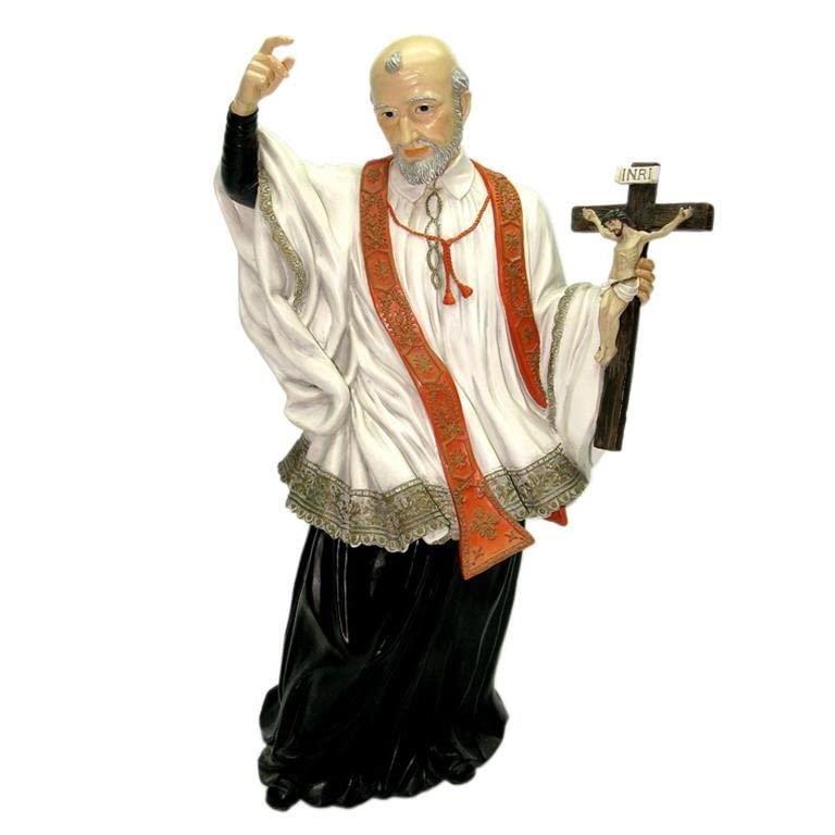 Figurine Saint Vincent de Paul résine 50 cm statue durable qui ne se décolore pas