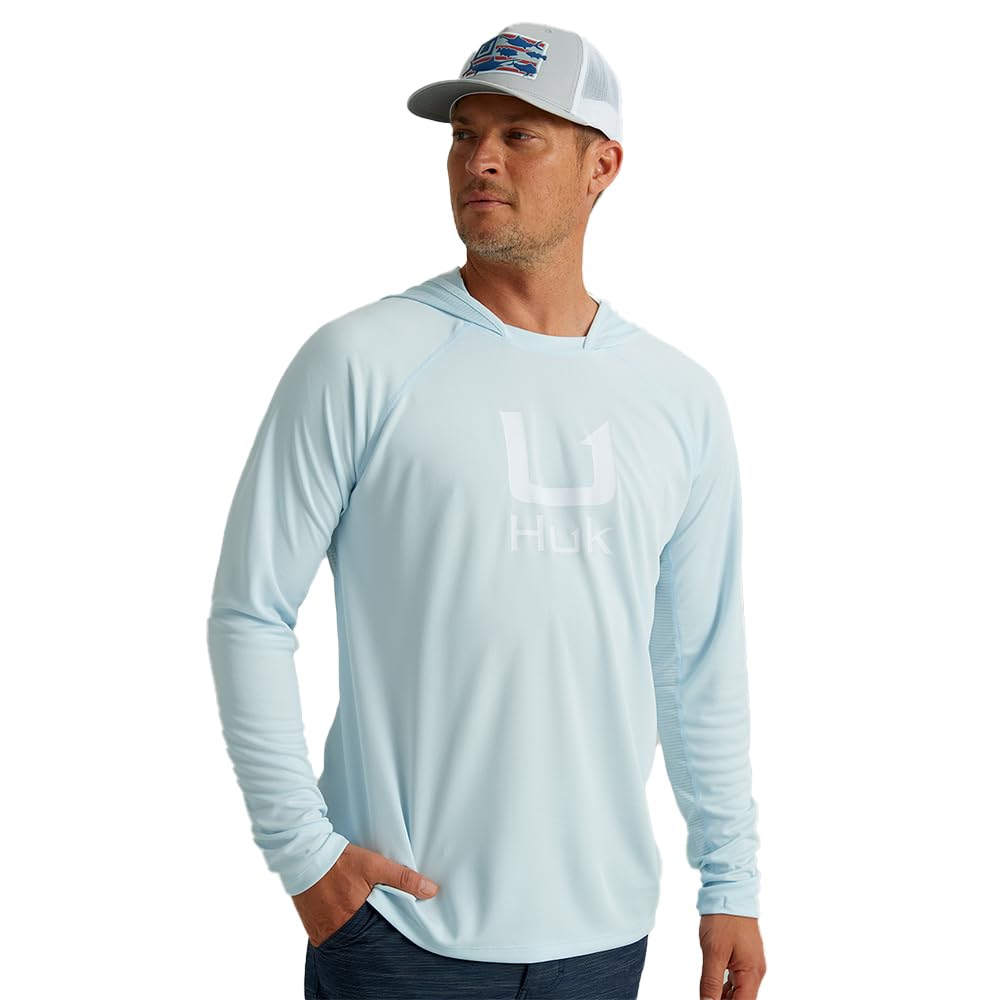 Mens Icon X Hoodie, Fishing With Sun Protection For Shirt, Ice Water, X-Large US