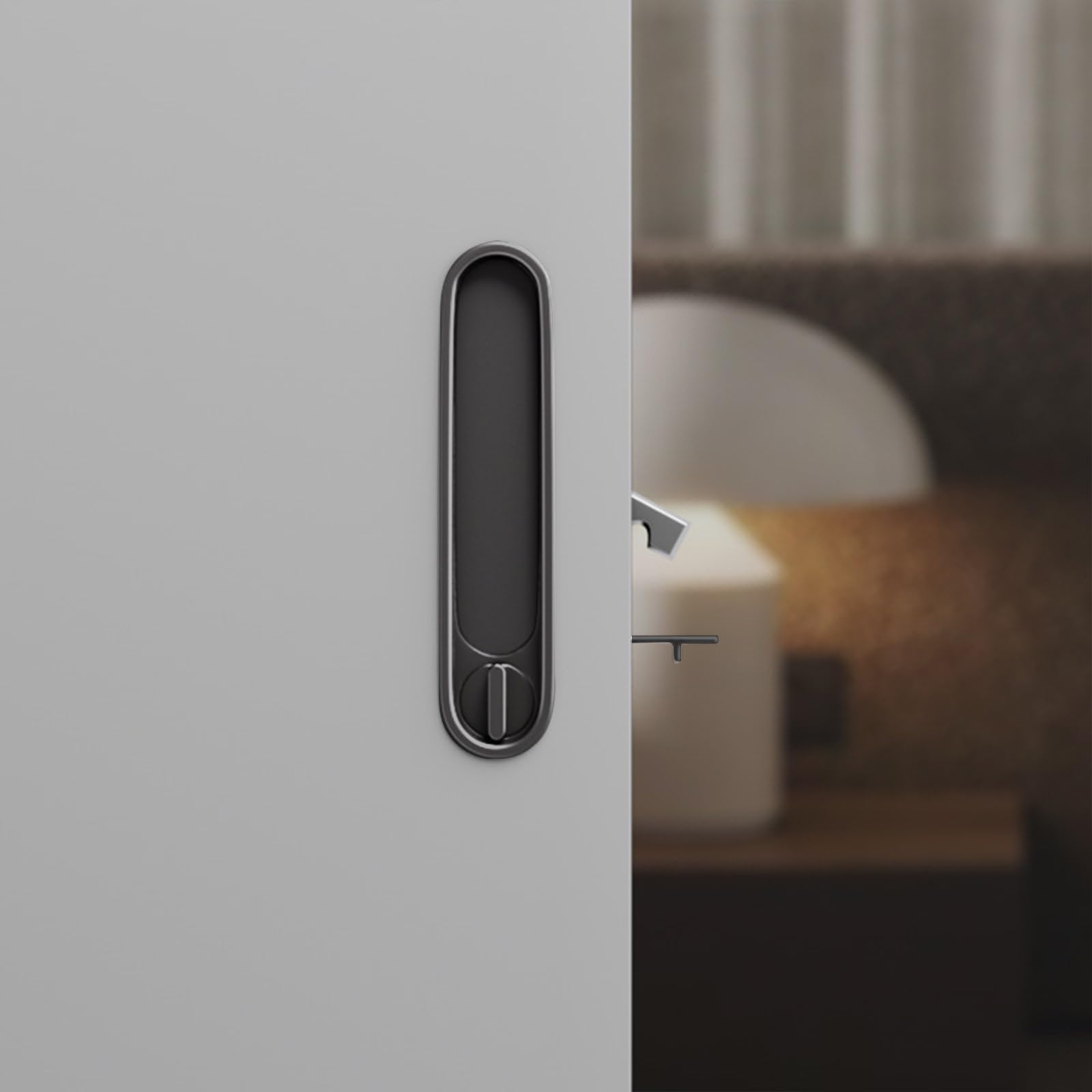 Hoconnie Sliding Door Lock and Pull Recessed Pocket Door Handle Invisible Door Lock Hidden Edge Pull 154mm (Black, for 35-45mm Door)