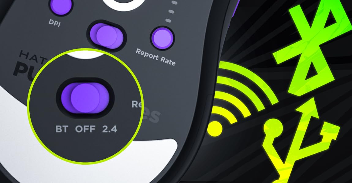 HATOR Pulsar 3 Ultra 4K Wireless Ratón Gaming inalámbrico, 61g Ultraligero, PixArt PAW3950, 30000 dpi, Optical Switches 100M, 4000Hz, 2.4GHz/Bluetooth/USB-C, PTFE Skates, RGB, Grip, PC/Mac (Negro)