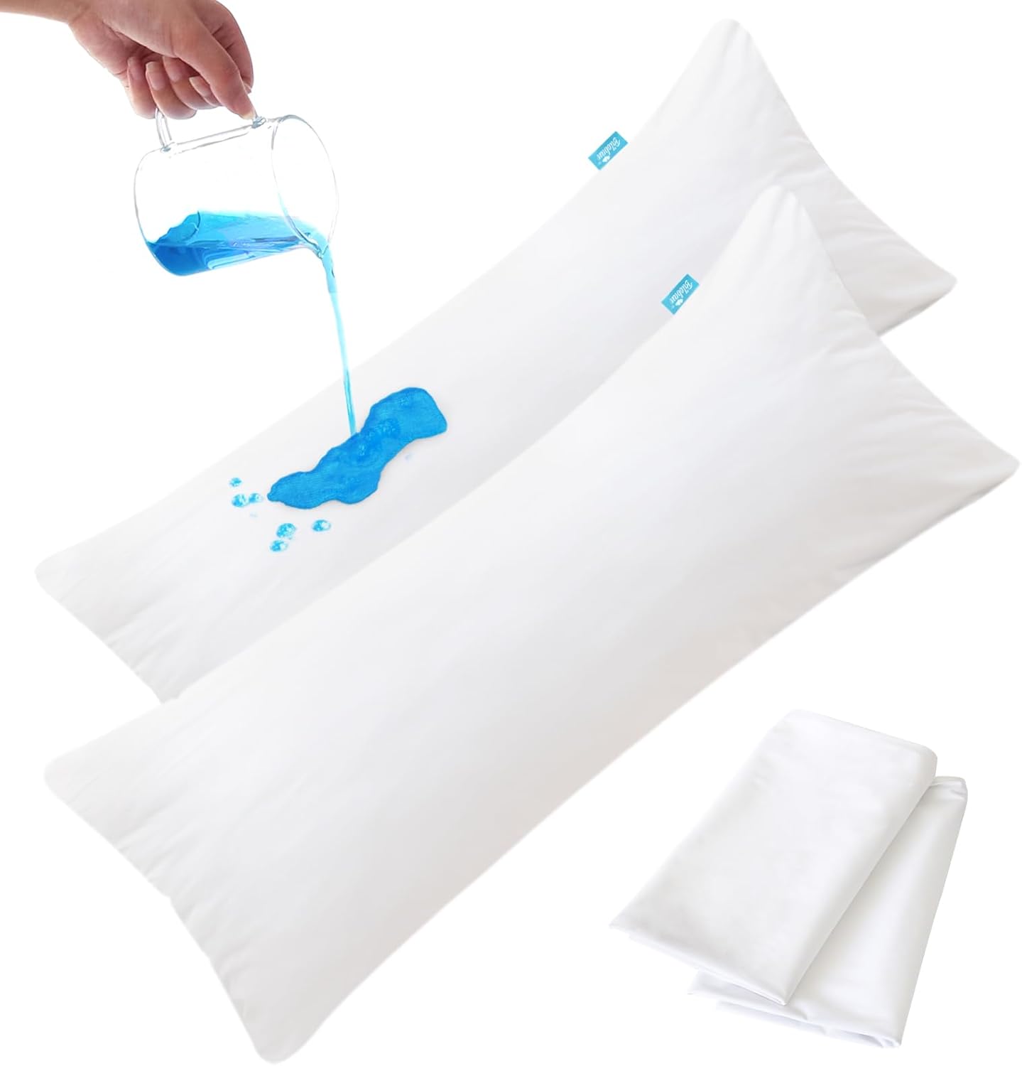 Pillow Protector Waterproof Queen Size 4 Pack Queen Pillow Cases Covers Encasement Zippered Skin-Friendly & Noiseless, White, Machine Washable