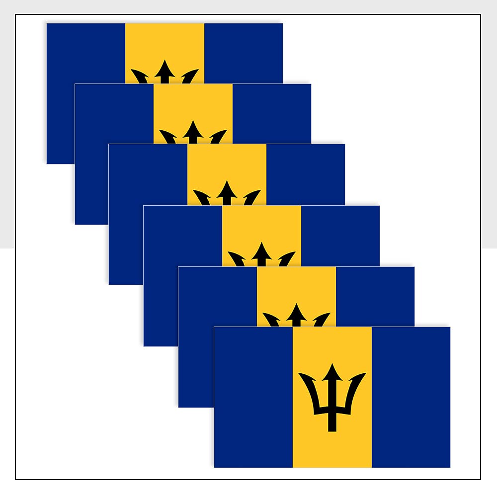 Barbados Flag Window Stickers 6 (50 x 33 mm) Waterproof BRB Labels for Laptop Bike Van Fridge Helmet Window Packwith® #P1116