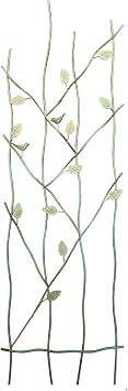 Vintage Garden Trellis 147cmX48cm for Climbing Plants, Bird and Leaf Decoration,Green, Rustproof Iron Wire Vine Flower Trellis for Outdoor Climbing Plants Support