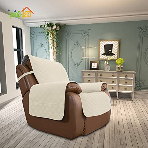Image of Easy-Going Sofa Slipcover Waterproof Oversized Recliner Chair Cover Non-Slip Fabric Couch Cover for Living Room Washable Furniture Protector for Pets Kids Children Dog Cat (Oversized Recliner, Ivory)
