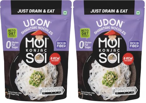 Image of MOI SOI Shirataki Udon Noodles, 250g | Low Carb 6Kcal Only | Keto Friendly | Gluten Free | Vegan Friendly | Good for diabetics | Low Calorie Konjac Miracle Noodles | Fat-Free | Ultra-Low Calorie Konjac Miracle Noodles
