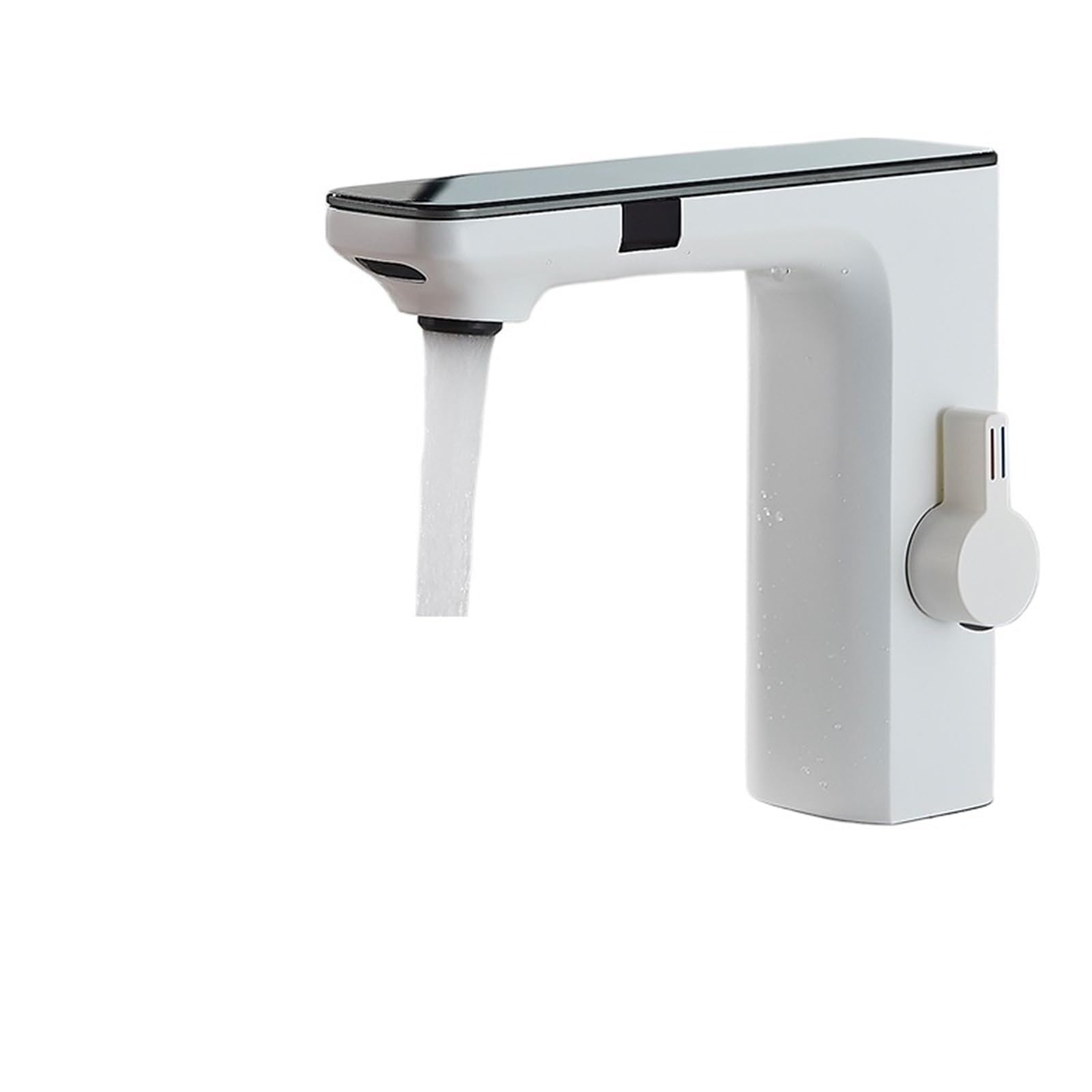 ZYCHSJXA Touchless Sensor Basin Faucet Digital Display Bathroom Sink Grey Sense Hot Cold Water Mixer Tap Battery Power(White A)