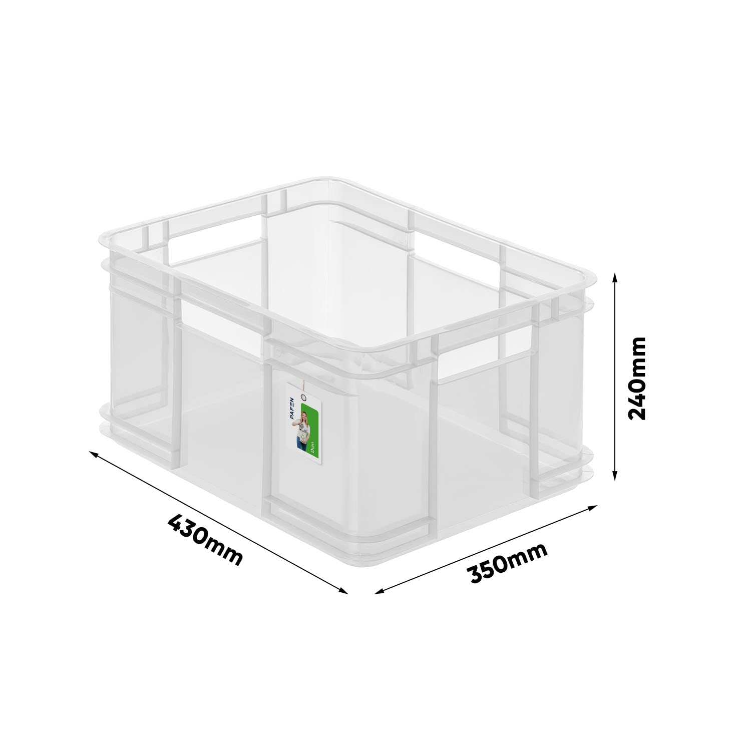 PAFEN 6x Eurobox impilabile 28l - 43 x 35 x 24 cm - contenitore per stoccaggio Euro-box trasparente impilabile per trasporto Euro-box in PP
