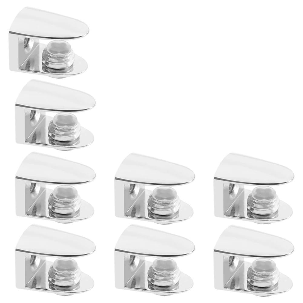 Udhsnjzg One Color Glass Clamps 8Pcs Glass Clamp Adjustable Zinc Alloy Clip Wall Mounting Shelf Holder Flat Back Mount For Staircase Handrail