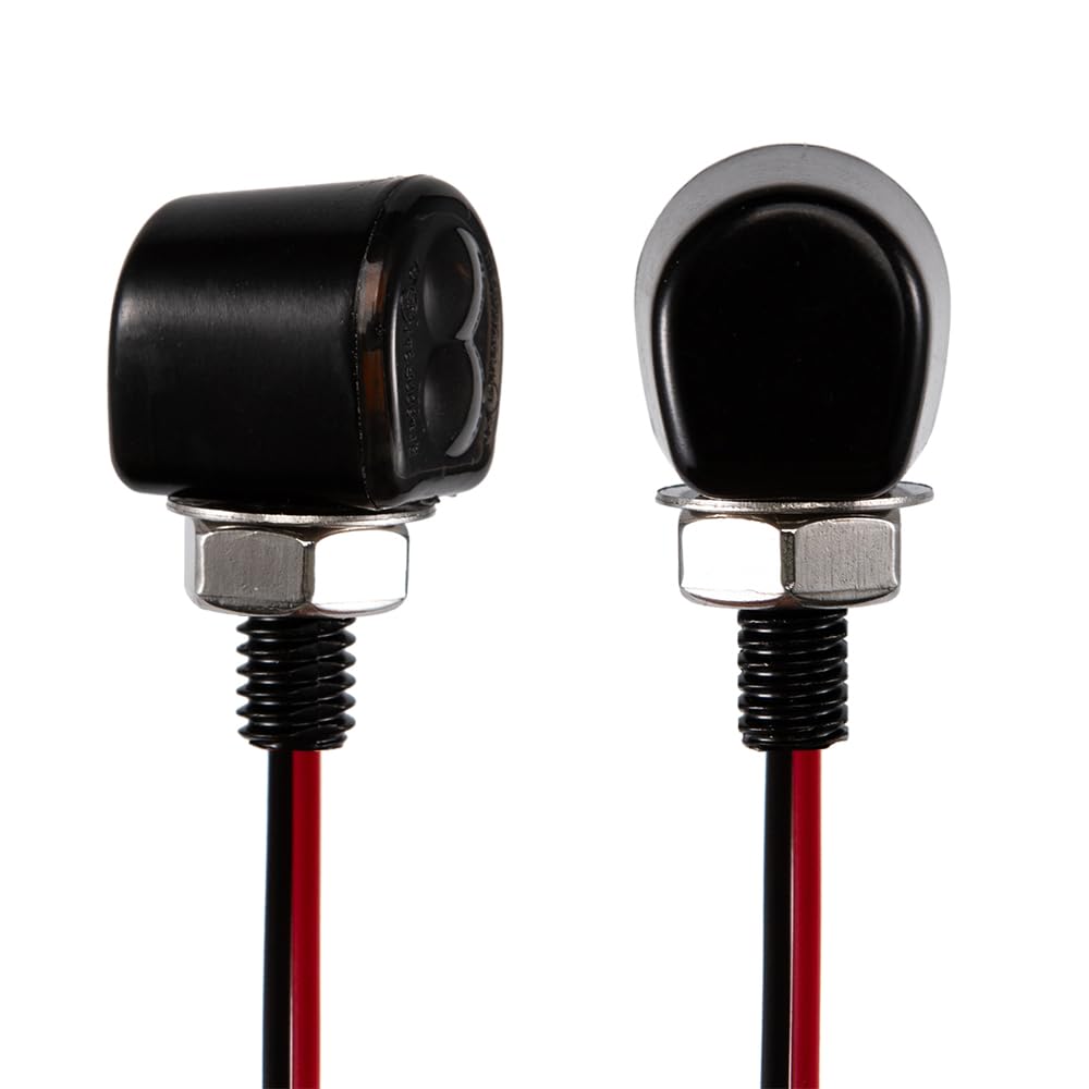 Mini LED moto luz indicadora ámbar lado E24 marcador 12V para custom street moto chopper cruiser scooter cafe racer (Negro)