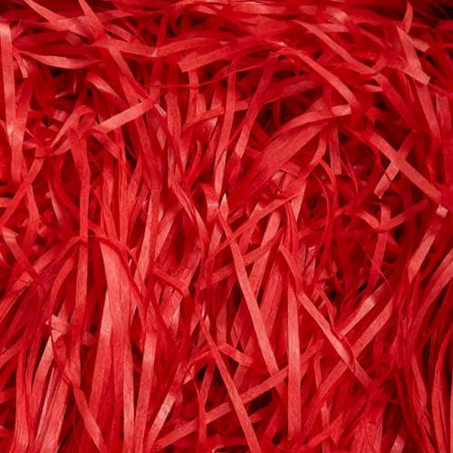 Red Shredded Tissue Paper 1kg - Soft Gift Box Filling Essential Hamper Filler for Christmas Valentines Day Birthday Wedding and Festive Presentations