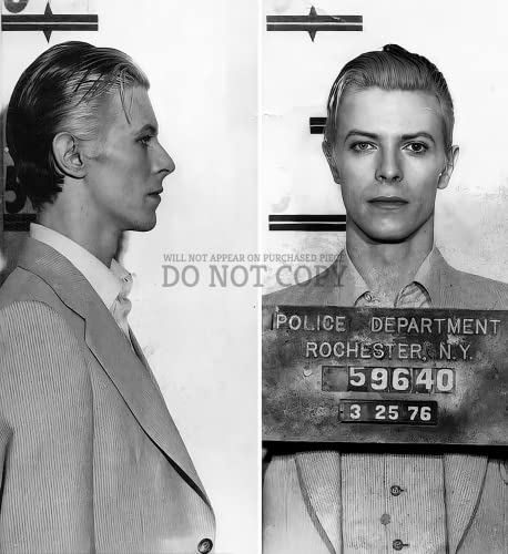 Poster David Bowie Mugshot photo d'art 28x30,5 cm pour salon et studio musique