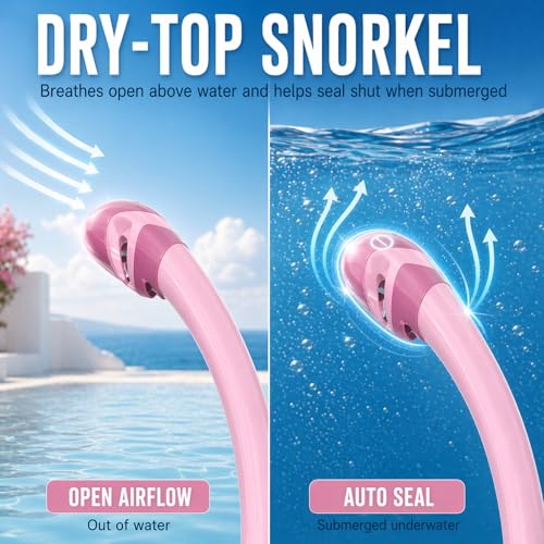 Set de snorkel WATERTIME para adultos, tubo con tapa seca y máscara de buceo panorámica miniatura 4