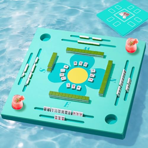 Mesa flotante Mahjong para piscina, doble cara impermeable
