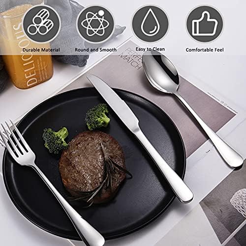 Acehome Cutlery Set with Portable Pouch Case, Stainless Steel Flatware Camping Utensil Set with Neoprene Bag for Outdoor Travel Picnic Office School Lunch Box (3 Pcs Black)