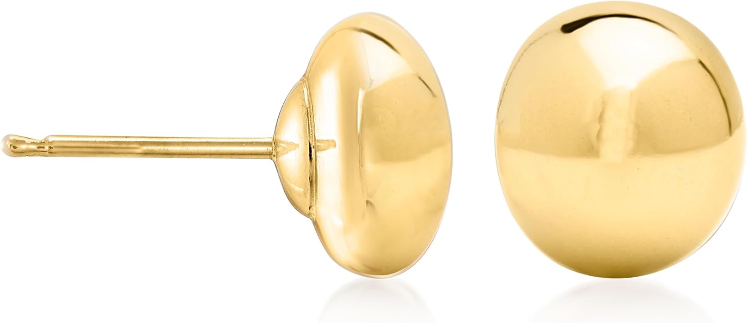 Ross-Simons 8mm 14kt Yellow Gold Flattened Bead Stud Earrings