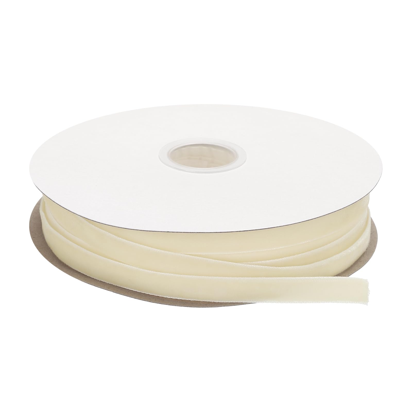 sourcing map Velvet Ribbon 3/8 Inch x 50 Yard Single Face Spool Silky Velvet Fabric for Bouquets DIY Crafts Gift Wrapping Wedding Party Cream — image 1
