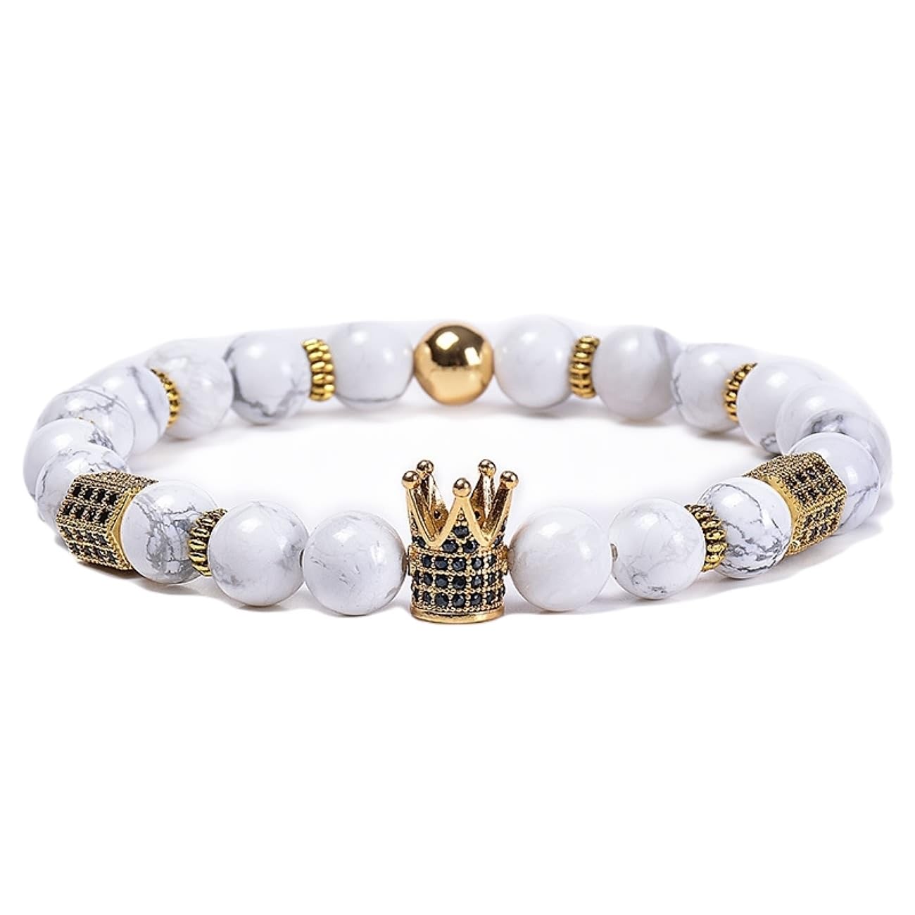 Bracciali Gioielli per Lui e per lei, Braccialetto Surfista in Pietra Naturale, Coppia, 8 mm, per Uomo e Donna - 18 cm