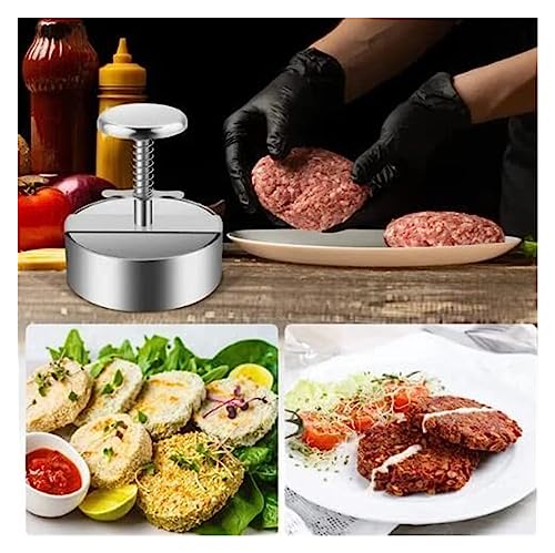 Burger Patty Maker Presse mit einstellbarer manueller Fleischpresse, antihaftbeschichteter Edelstahlschieber - Inklusive 100 Hamburger Patty Papers für einfaches Kochen