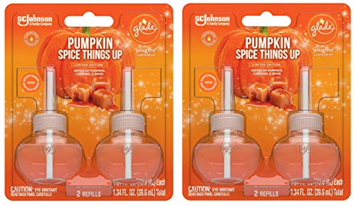 Glade Scented Oil Refills - Pumpkin Spice Things Up - Holiday Collection 2020-2 Count Oil Refills Per Package - Pack of 2 Packages