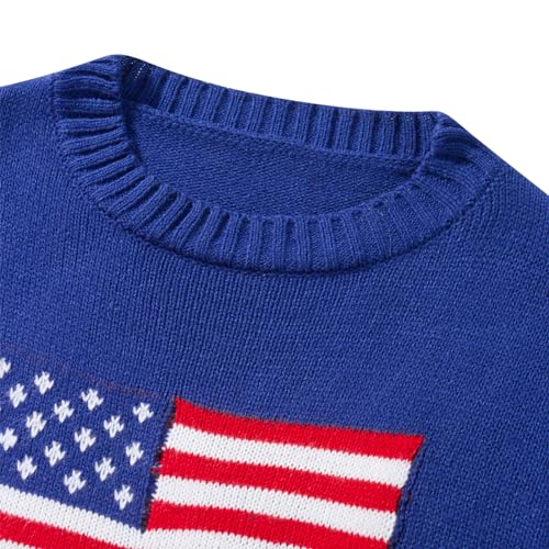 Image of Women American Flag Sweater Loose Vintage USA Sweatshirt Long Sleeve Crewneck Hollow Out 4th of July Jumper