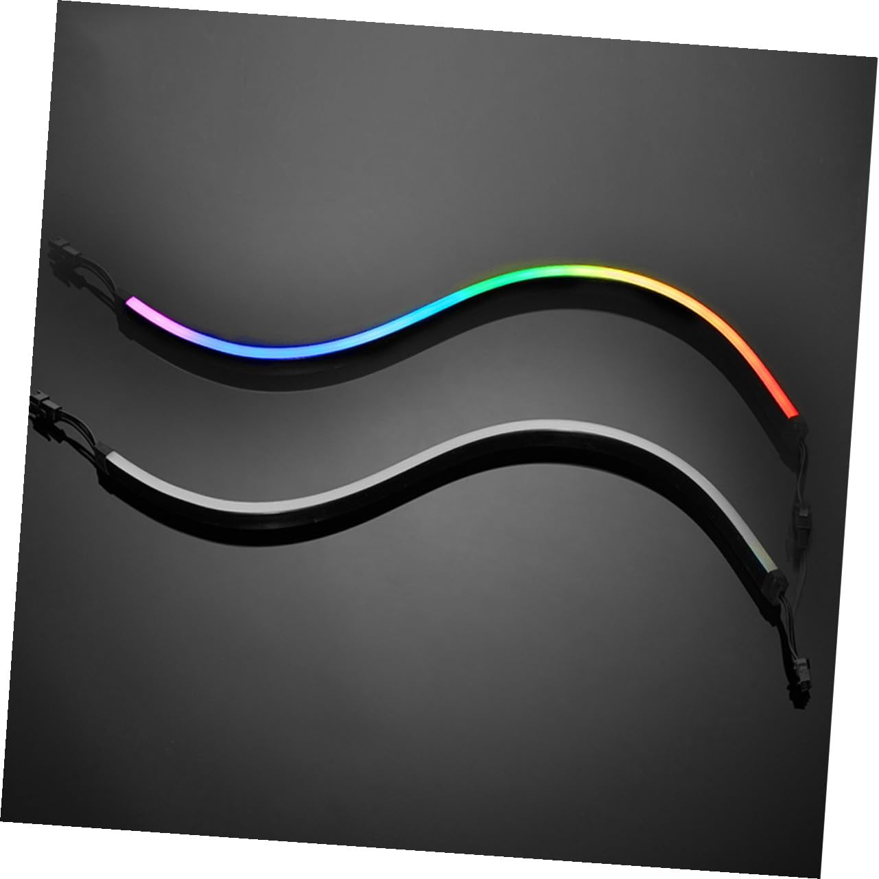 2 Pièces Barre Lumineuse LED Argb pour Ordinateur, Lumière Décorative Pc, Abs Noir, 28 Led, 5v, Connecteur 3 Broches, Stickers Adhésifs, pour Boîtier D’ordinateur