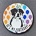 Boxer Dog Birthday Balloon Pinback Button, Handmade Pet Portrait Celebration Gift, 2.25 or 3.5 Inch Available (Black & White, 2.25