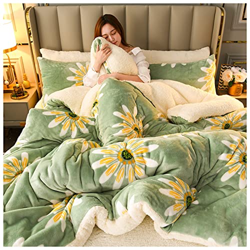 NNSMUN Edredón de Invierno, Edredón Algodón Invierno -Terciopelo de Cordero de Grueso Cálido Edredón de Invierno, Edredón Invierno Cama Doble En Invierno (Verde,150x200cm(2.5kg))