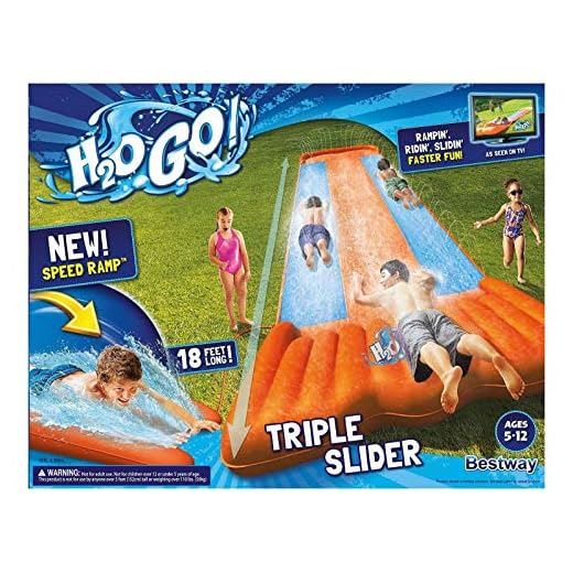 New Inflatable Water Slide Triple Pool Kids Park Backyard Play Fun Outdoor Splash Slip N Slide