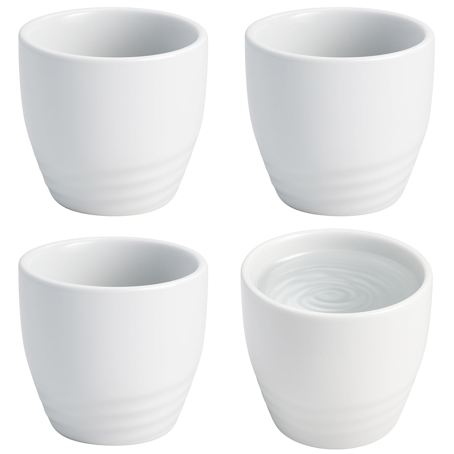 JapanBargain 2724, Sake Cups Set Japanese Porcelain Wine Saki Cup Small Tea Cup Microwave and Dishwasher Safe, White Color, 4 Cups