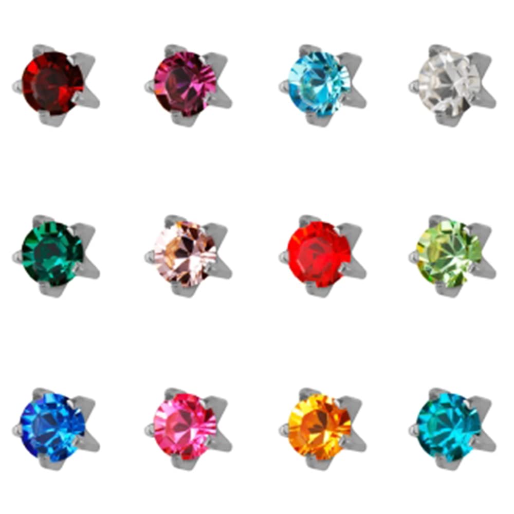 STUDEX3MM Regular Assorted January – December Birthstone Allergy free Stainless Steel Piercing Ear Stud (12 Pair) | Ideal for every day wear