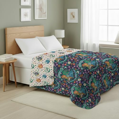Image of Harry Potter Botanical Crests Twin Quilted Throw Blanket Adults Boys Girls, Soft Lightweight Bedding for Bed, or Couch, 60 x 90 inches