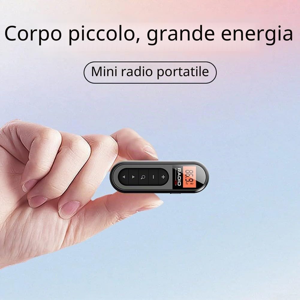 ReachMall Radio FM compatta con schermo LCD retroilluminato, mini con clip, ricaricabile, guida per le corse di cavalli, per esterni (bianco)