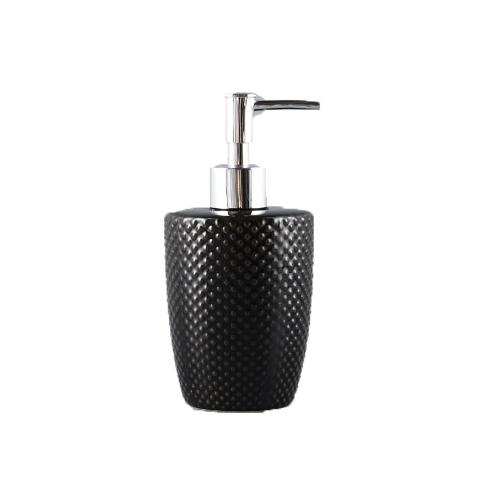 13.5oz Ceramic Soap Dispenser with Raised Dot Design Countertop Lotion Bottle for Kitchen Sink, Bathroom(Nero)