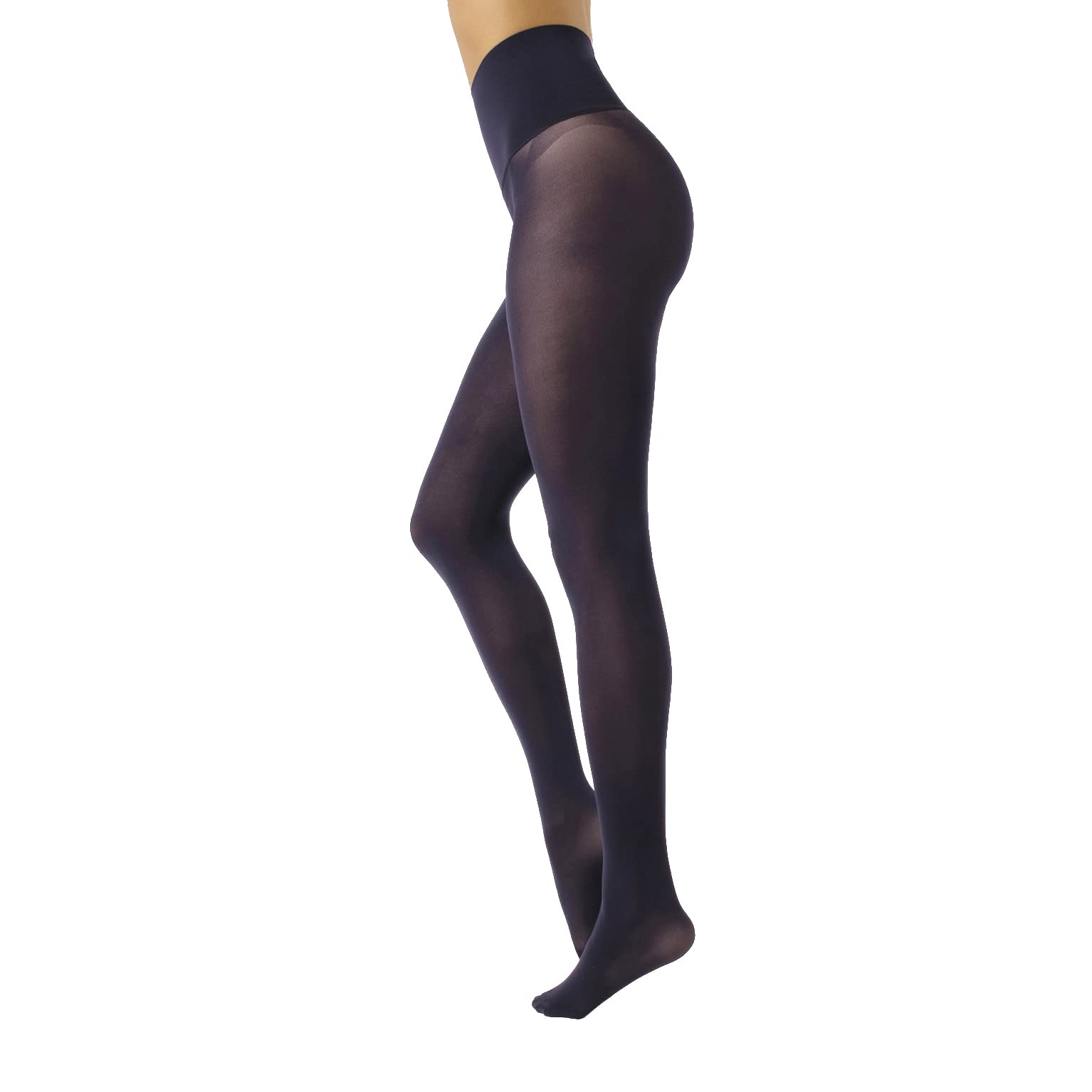Calzitaly Women's Blue Seamless Tights, No Seam Pantyhose, Opaque Tights | Black, | 50 Den | S, M-L, L-Xl, Xxl | Italian Hosiery |, M-L