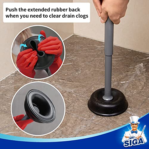 Mr.siga Toilet Plunger With Holder, Heavy Duty Plunger With Sturdy Handle For Toilet Cleaning, Gray #TOP4