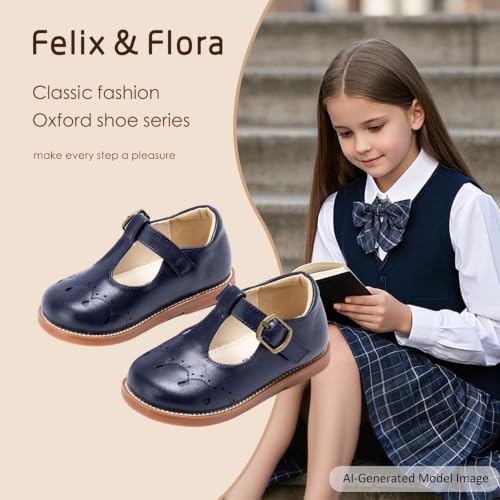 Image of Felix & Flora Toddler Girl Mary Jane Dress Shoes - School Oxford Flats for Girl Party Shoes.