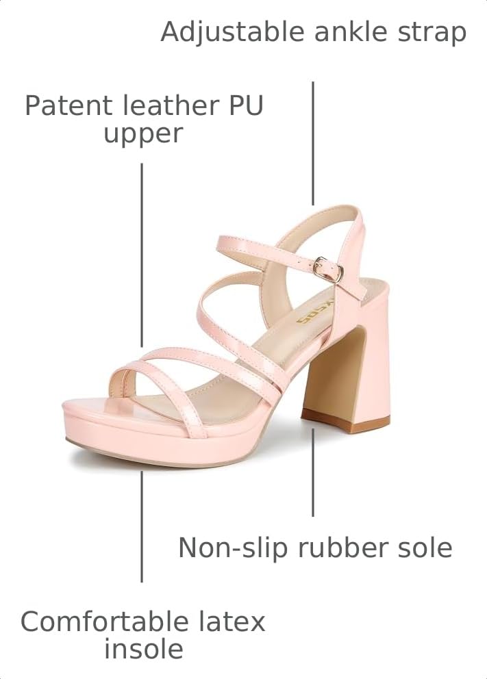 Image of rsxses Platform Chunky Heels for Women Ankle Strap Heels Strappy Sandals with Open Toe Wedding Prom Bridal Women Dress Shoes