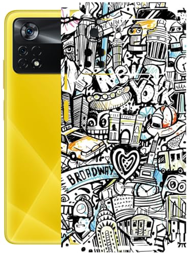 Image of AtOdds - Full Body Back Screen Guard Protector Film - Lamination Wrap Skin Sticker Compatible with Poco X4 PRO (5G) | Scratchproof Matte Finish (Graffiti 26)