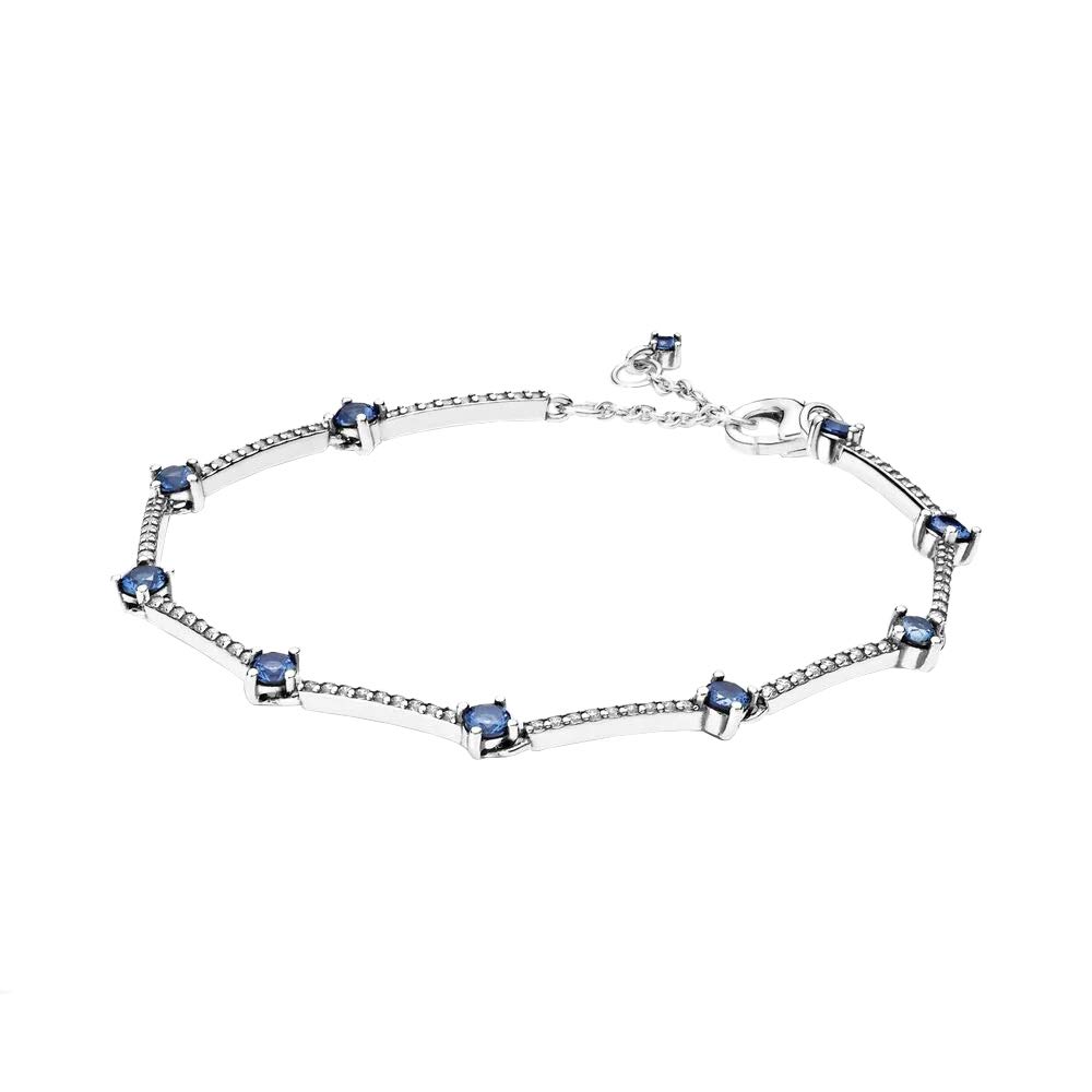 PANDORA Timeless - Bracciale in argento sterling con pietre di zirconia cubica incolori e cristalli blu cielo