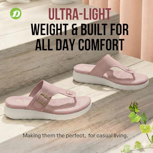 Image of DOCTOR EXTRA SOFT Women's Ultra Lightweight Slippers /Flip-Flops with Memory Foam Cushion | Stylish & Comfortable | Casual & Fashion| Diabetic & Orthopedic Synthetic Slip-on Sandals Ladies /Girls D-621