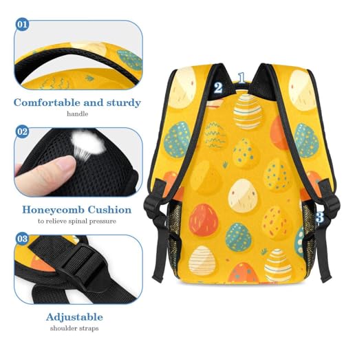 Sac à dos d'école jaune œufs de Pâques avec trousse assortie pour élèves