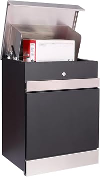 DWD  Wall/Floor Mounted Large Lockable Parcel Drop Box for Safe & Secure Multiple Internet Courier Deliveries of Large Delivery Packets Weatherproof Outdoor Delivery Box Black