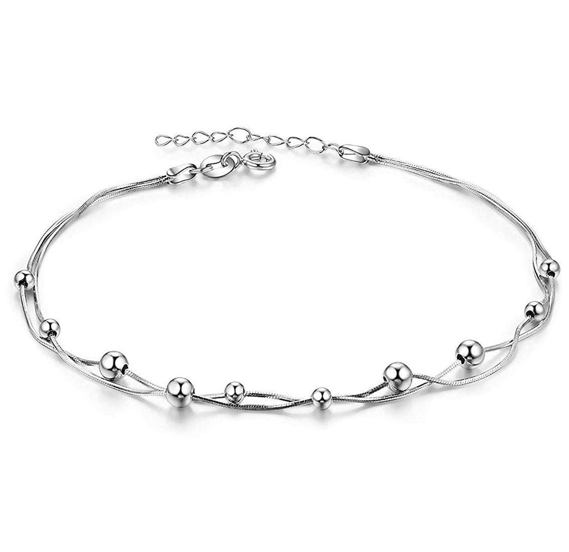 Bracelet De Cheville En Argent 925 – Motif étoile De Mer Et Coquille, Zircon Et Perles, Chaîne Ajustable