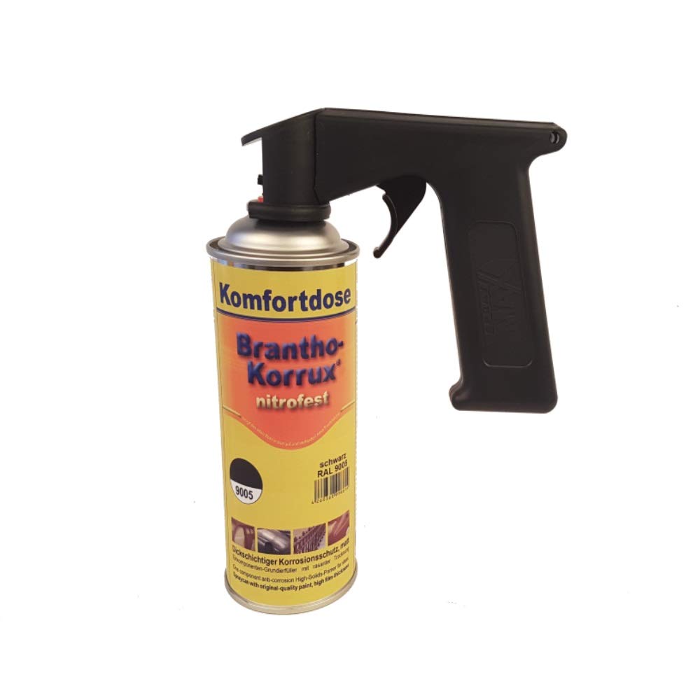 Brantho Korrux 3 x nitrofest schwarz 400ml Spraydose Rostschutz Metallschutzfarbe + Spraydosenhandgriff