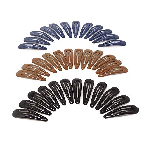 yueton 36pcs Black Blue Brown Glossy Snap Prong Clips Bendy Hair Clips Barrettes for Ladies Girls Hair Bows