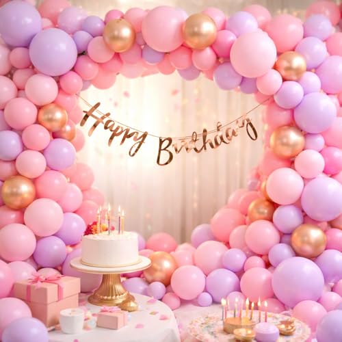 Image of WP WANNA PARTY Birthday Decoration Items For Kids - Pack Of 65, Happy Birthday Decoration Kit With Cake Candle | Rainbow Theme Birthday Decorations | Pastel Balloons For Balloon Decorations - Foil