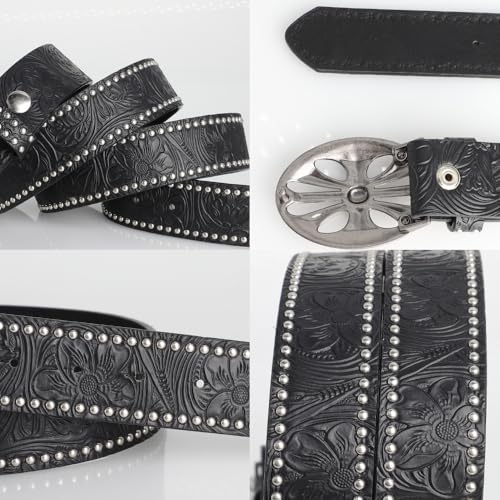 Y2k Belt for Women Men Western Fashion Cowboy Cowgirl Punk Goth Emo Bohemian Engraved Studded Belt Grunge Clothes4