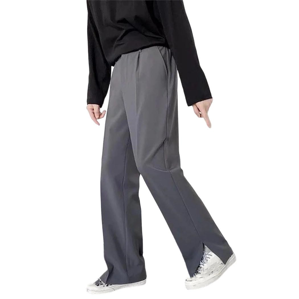 Men High Waisted Suit Pants Loose Straight Wide Leg Office Party Dress Trousers
